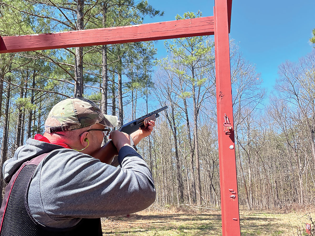 Whereas the 2½-inch 410 was previously employed primarily for training budding shotgunners, today it’s extensively used in  registered, “sub-gauge” skeet and sporting clays events. Here, the author, an NSCA Master Class shooter (12 gauge and sub-gauge), tests handloaded 410s on a variety of sporting clays.